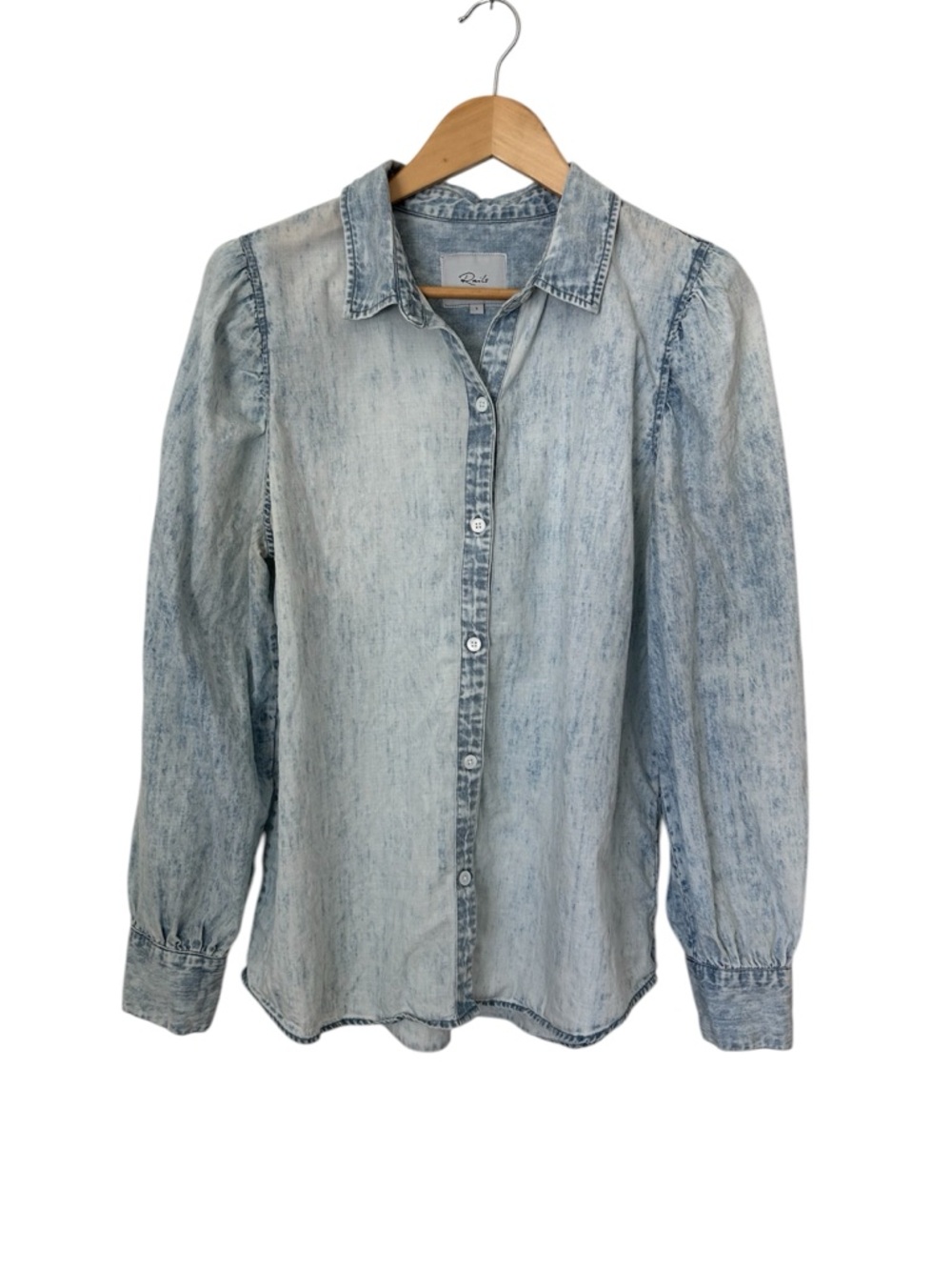 Rails Light Acid-Wash Denim Button-Down Shirt - Light Blue